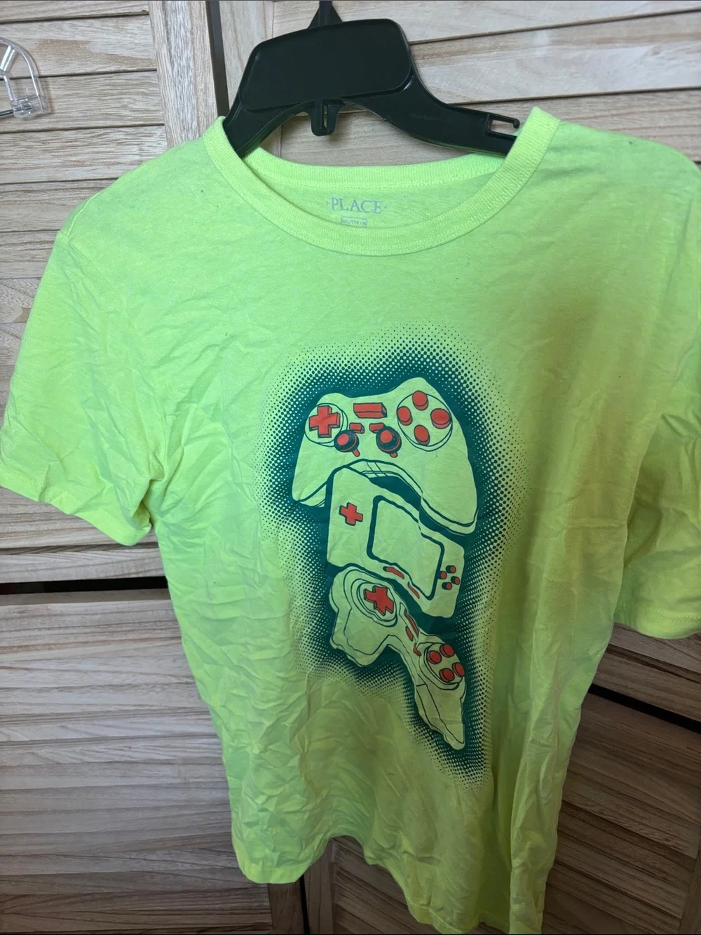 Place Neon Lime Gaming Controller Tee with Red Accents XXL
